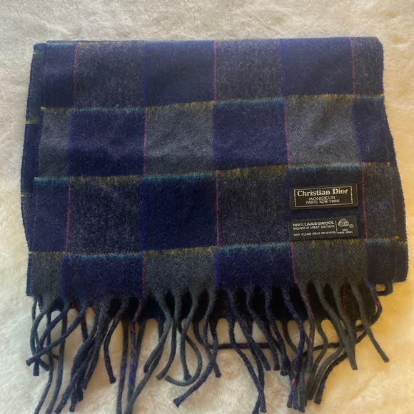 Christian Dior Plaid Wool Scarf - Picture 1 of 4
